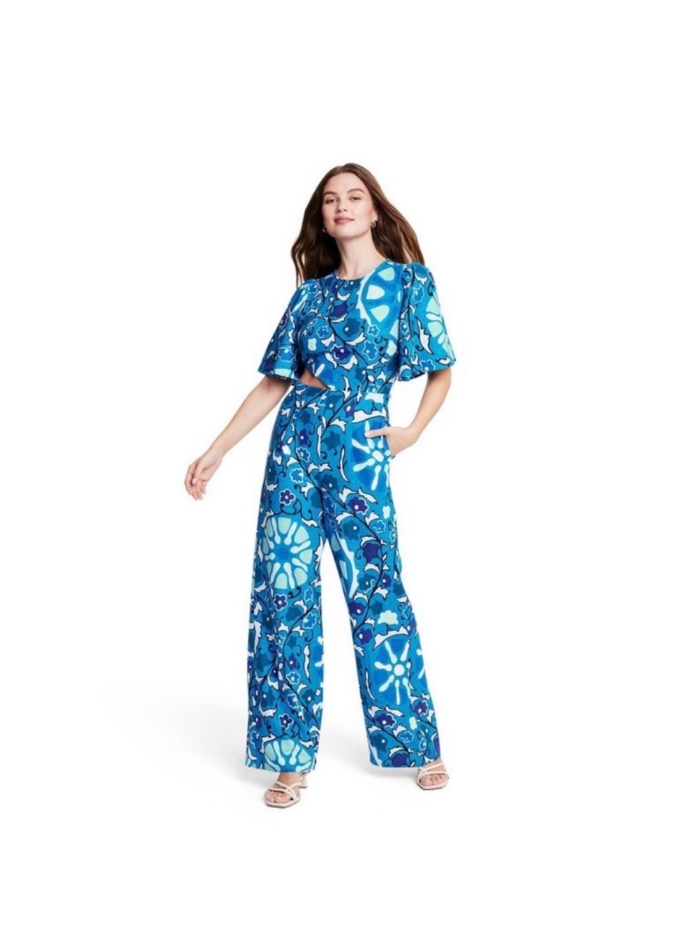 NWT Rhode for Target Blue Floral Cut Out Jumpsuit Medium